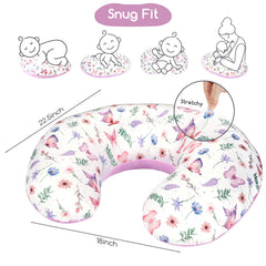 Pea Pod nursing pillow cover removable slipcover simplifies cleanup after feeds.