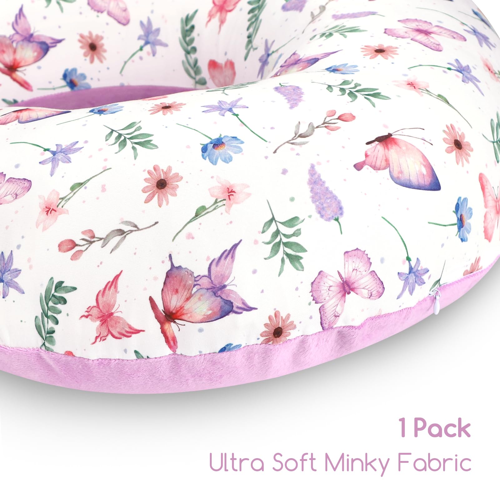 Pea Pod nursing pillow cover reversible side offers warmth or breathability.