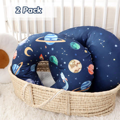 Pea Pod nursing pillow cover two-pack arrangement highlights convenient, clean covers.