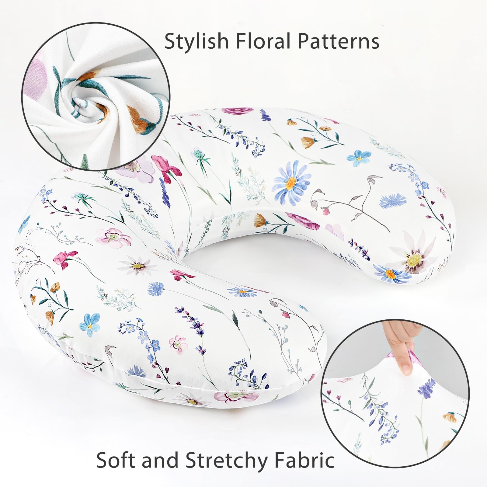 Pea Pod nursing pillow cover demonstrates breathable knit fabric for comfortable feeding