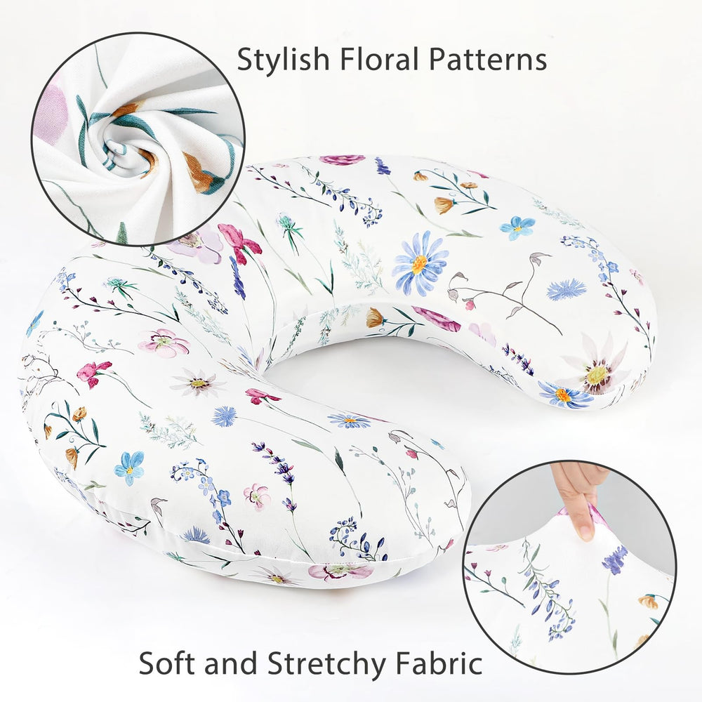 Pea Pod nursing pillow cover demonstrates breathable knit fabric for comfortable feeding