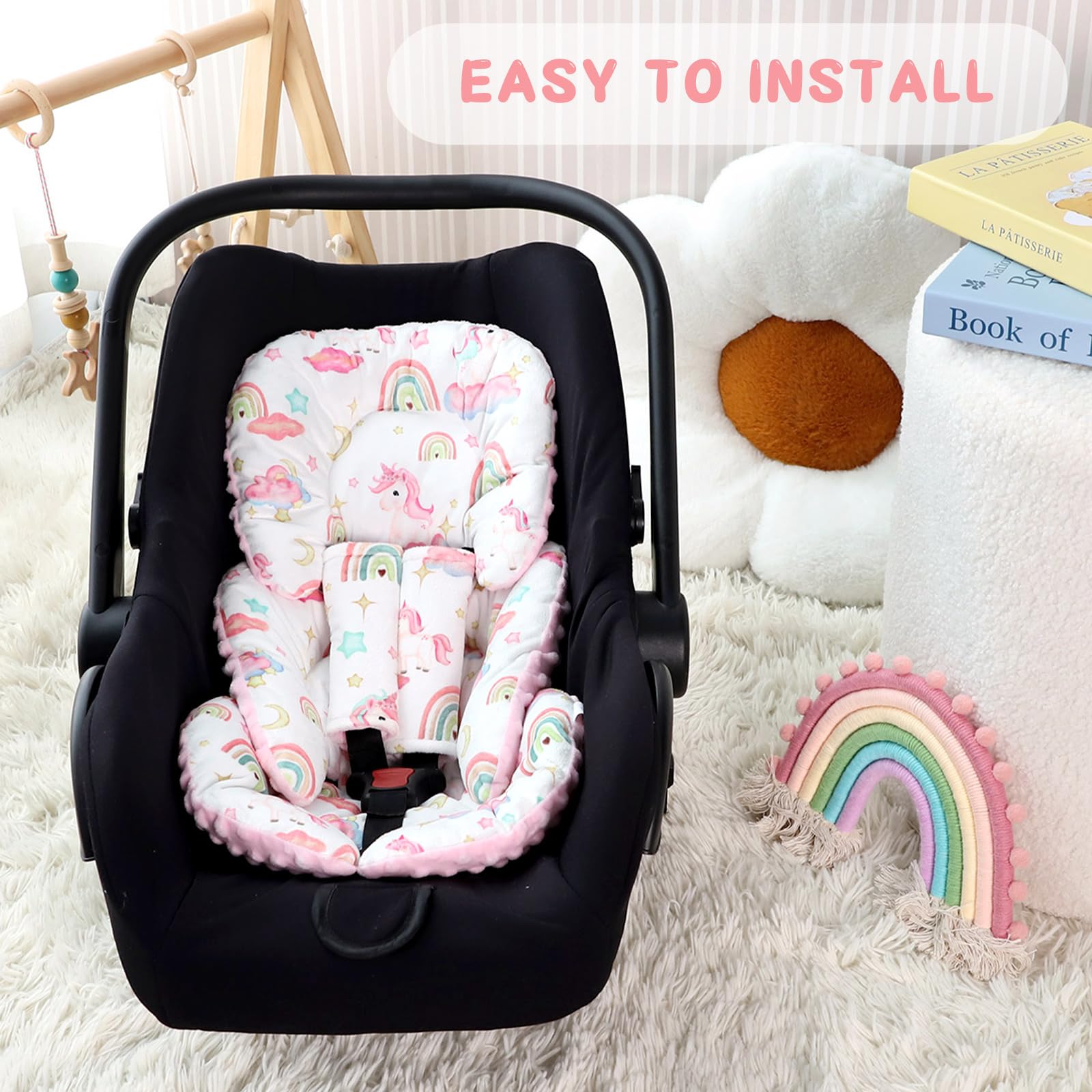 Pea Pod on-the-go infant comfort shown in a car-seat/stroller setup.