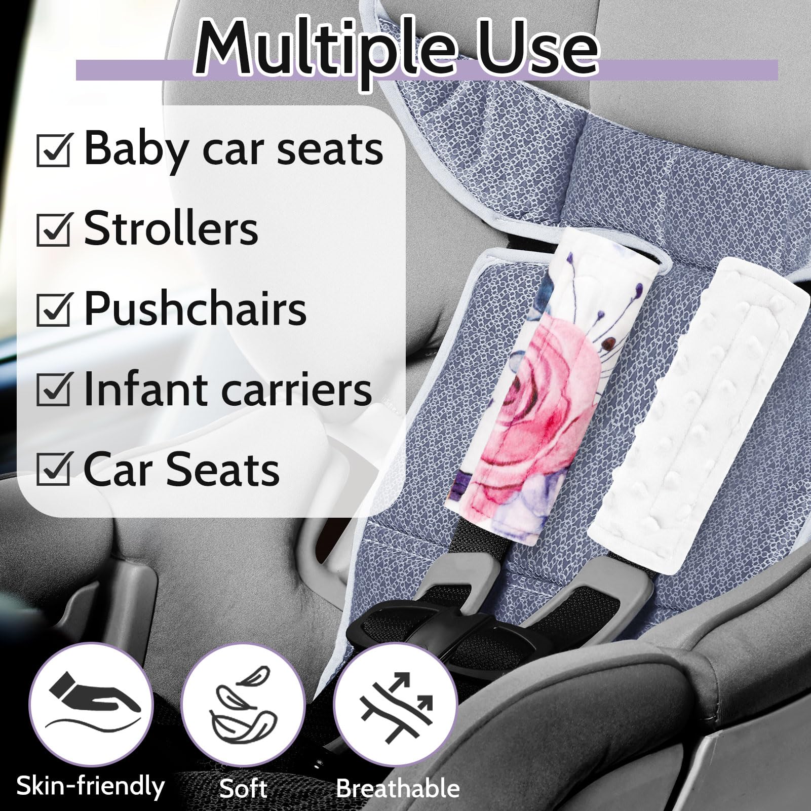 Pea Pod neck protection strap cover reduces irritation during car trips