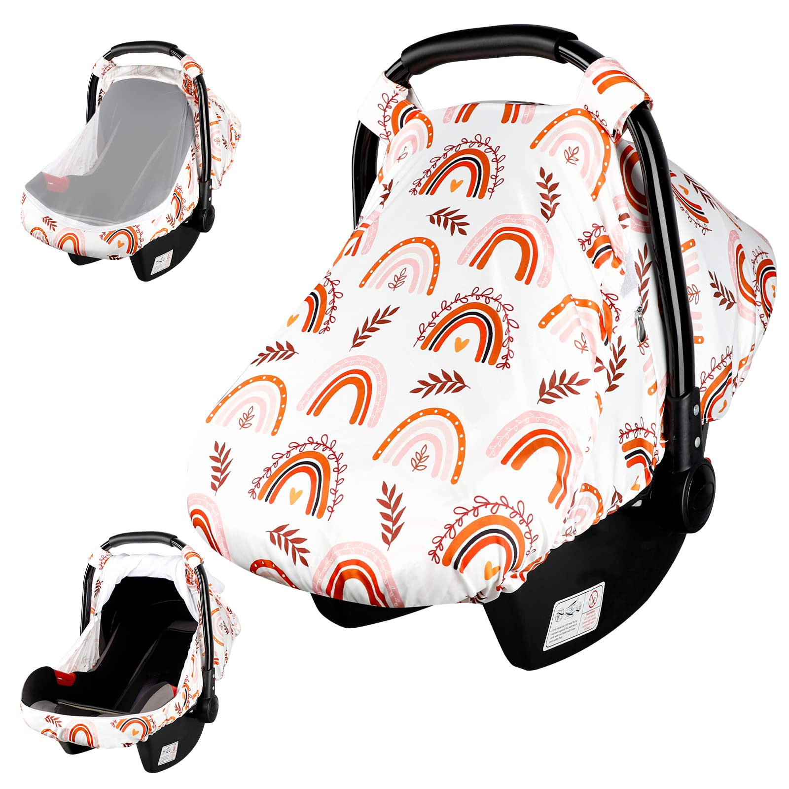 Pea Pod Rainbow canopy with peep windows offers visibility while preserving airflow during car rides.