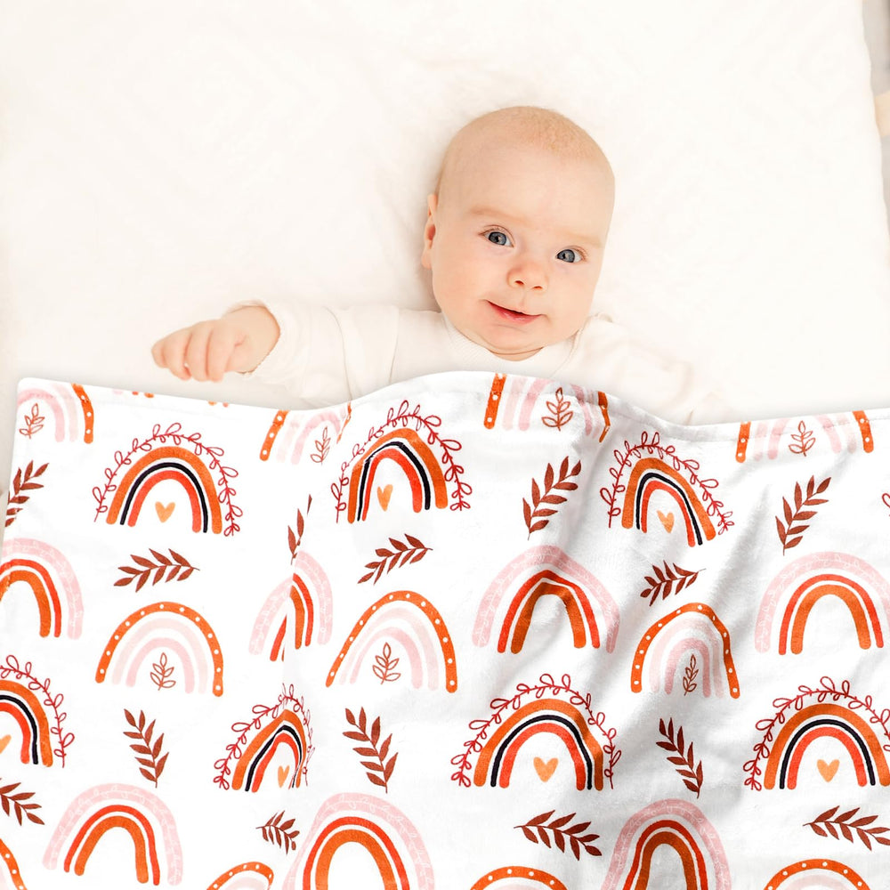 Pea Pod rainbow Minky blanket fits crib naps and quiet car rides