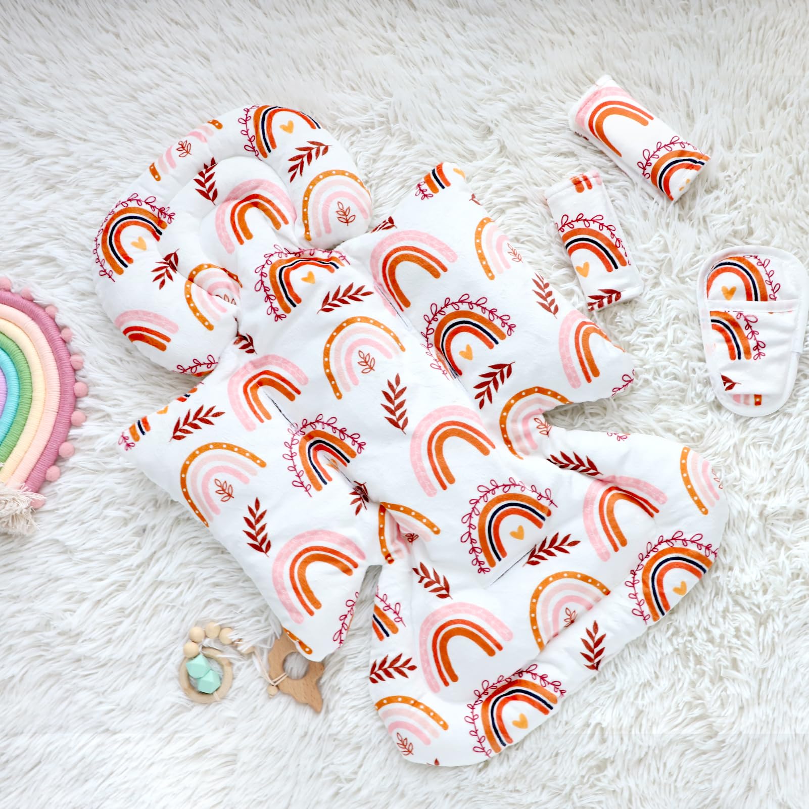 Pea Pod reversible rainbow side with warm and breathable fabrics.