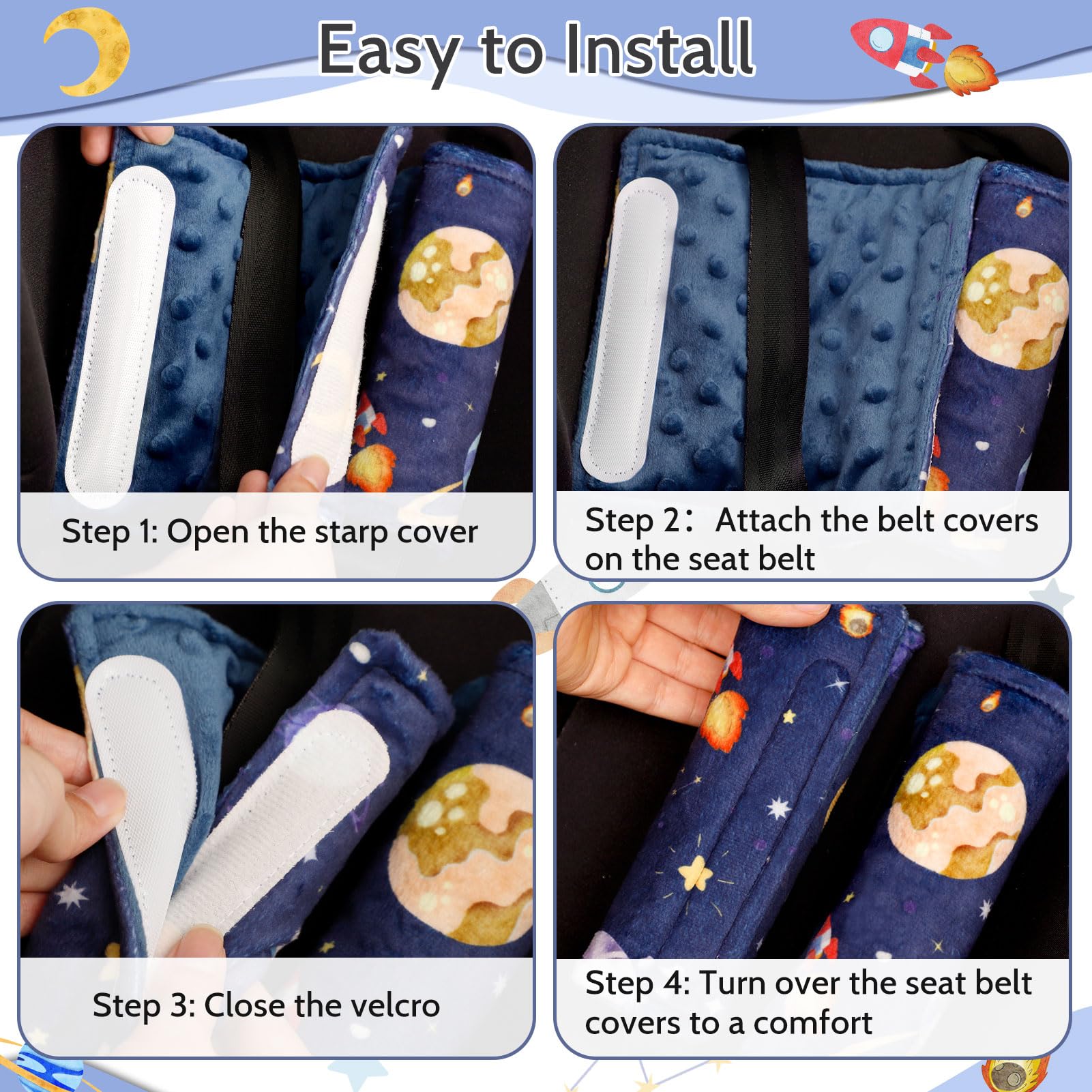 Pea Pod reversible strap cover side shows plush texture for extra softness.