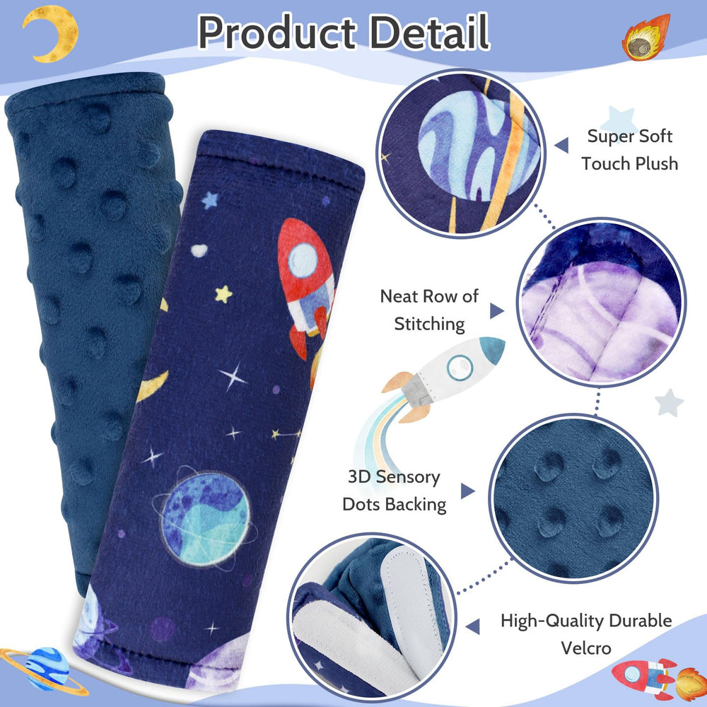 Pea Pod strap cover on stroller strap shows reversible design for versatility.