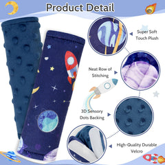 Pea Pod strap cover on stroller strap shows reversible design for versatility.