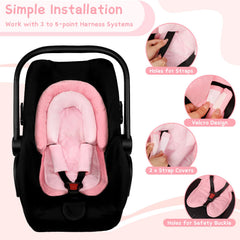 Pea Pod strap covers protect tiny shoulders and secure harness fit.
