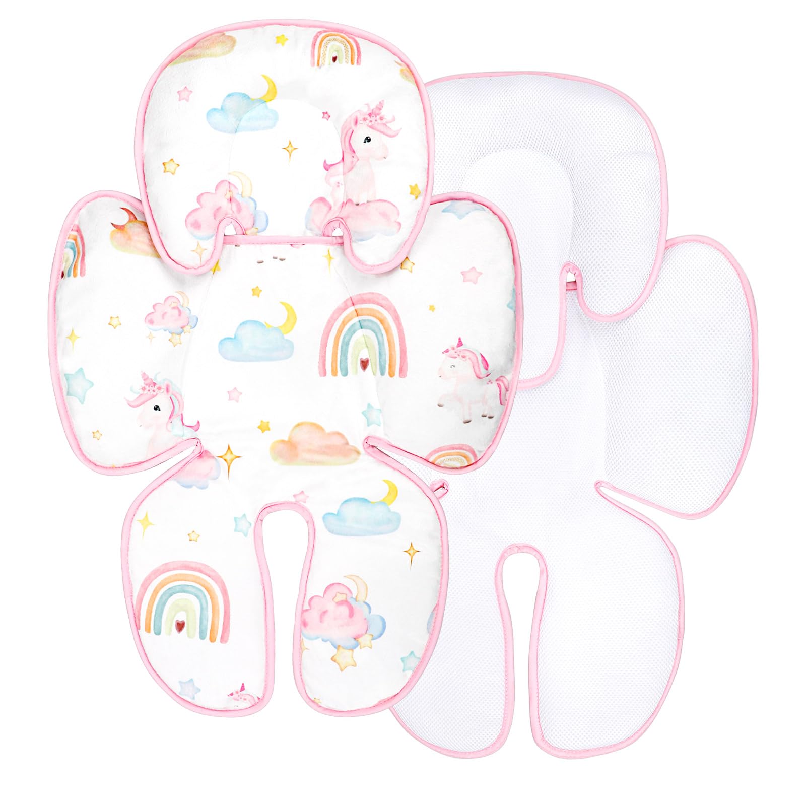 Pea Pod unicorn pattern car seat insert for cozy baby comfort.