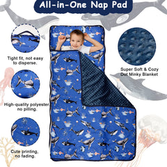 Pea Pod nap mat with dot Minky blanket offering soft warmth