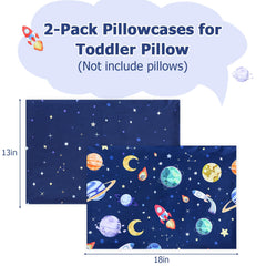 Pea Pod galaxy design pillowcase shows space print with breathable fabric