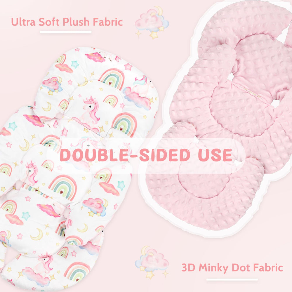 Pea Pod unicorn design reversible minky highlights warmth and breathability for seasons.