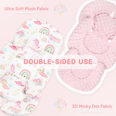 Pea Pod unicorn design reversible minky highlights warmth and breathability for seasons.