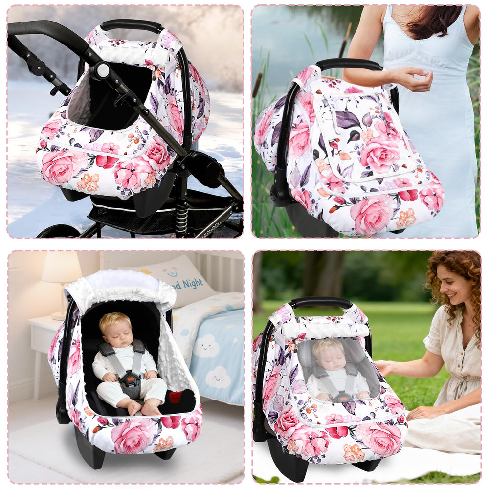 Pea Pod winter car seat cover chic pattern: stylish floral design stays vibrant