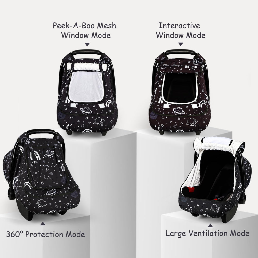 Pea Pod winter car seat cover dual-zip windows offer quick access and airflow
