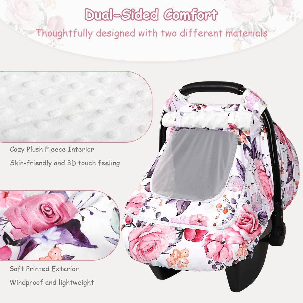 Pea Pod winter car seat cover dual-zip windows: easy access and breathable airflow