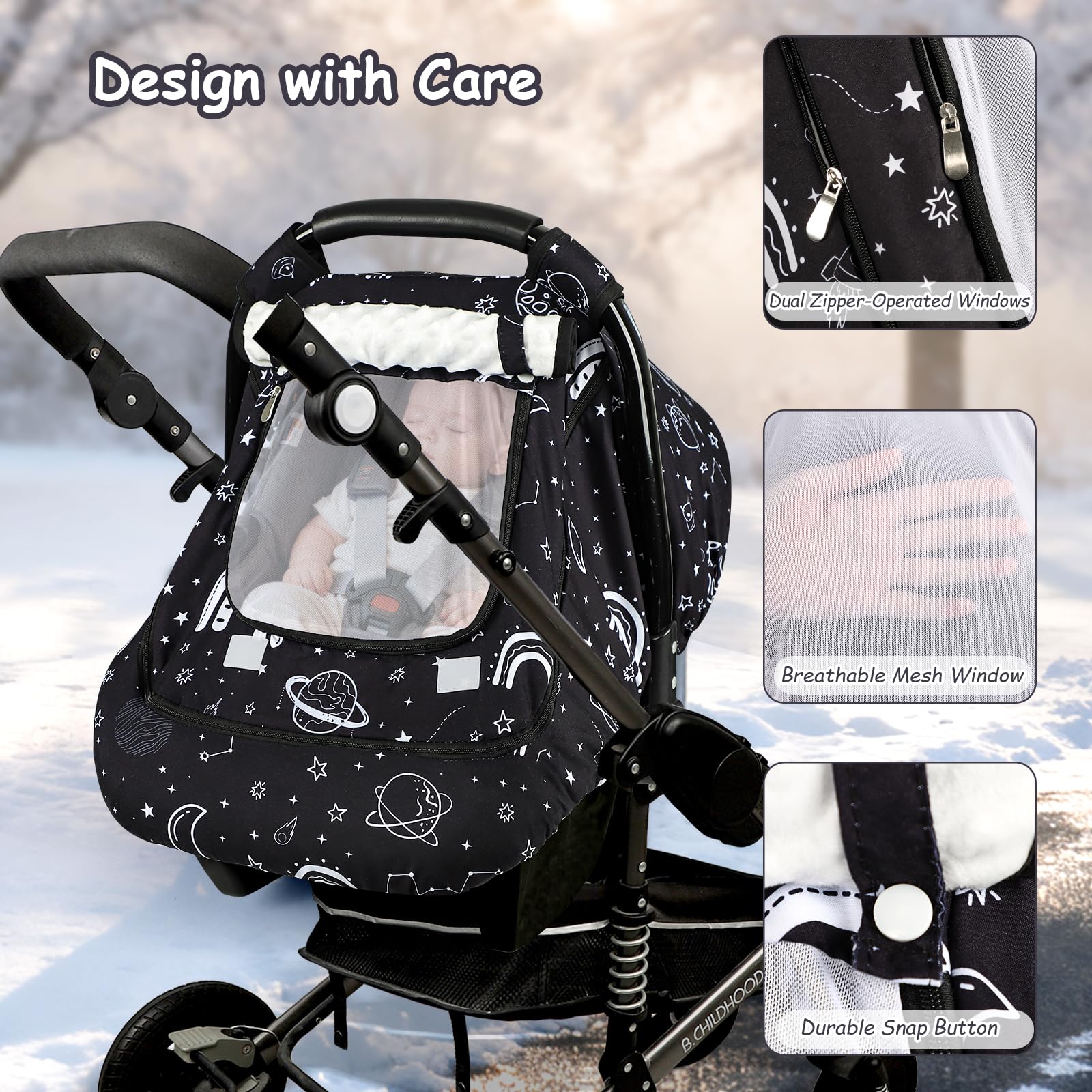 Pea Pod winter car seat cover fade-resistant prints stay vibrant after wash