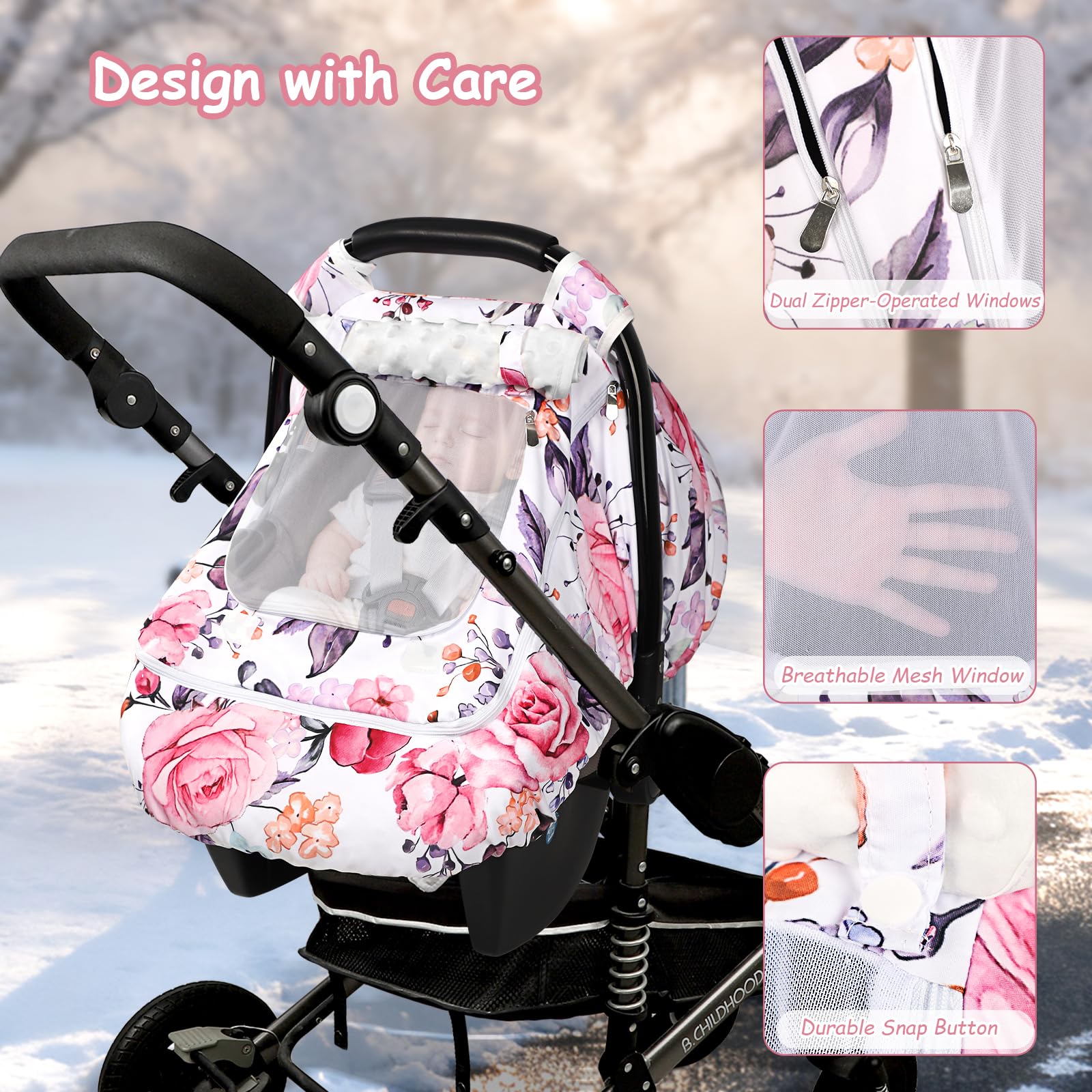 Pea Pod winter car seat cover fade-resistant prints: vibrant patterns wash after wash