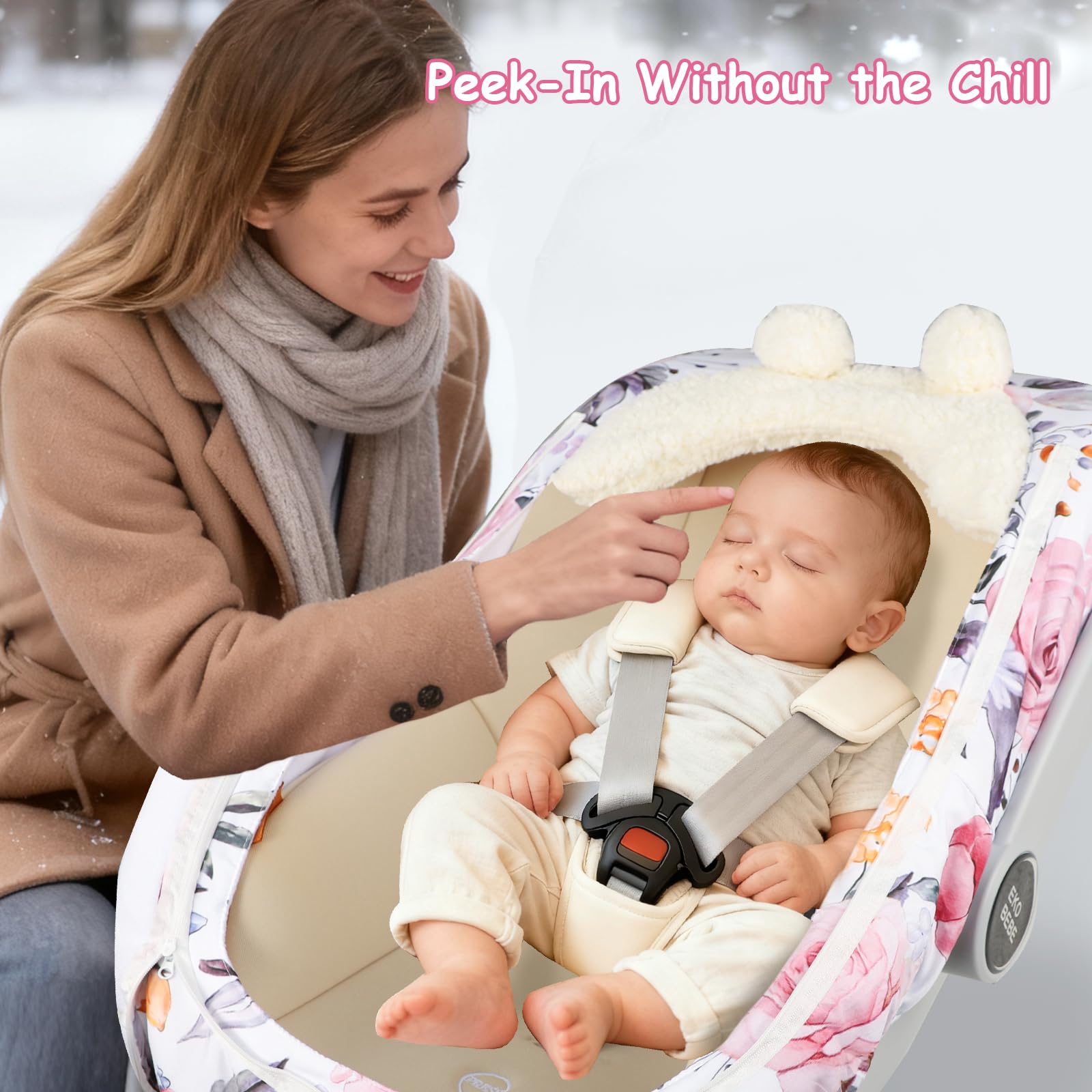Pea Pod winter cover suited for newborns on family trips.