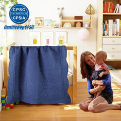 PEACELOVER embossed neutral baby quilt navy folded demonstrates compact storage.