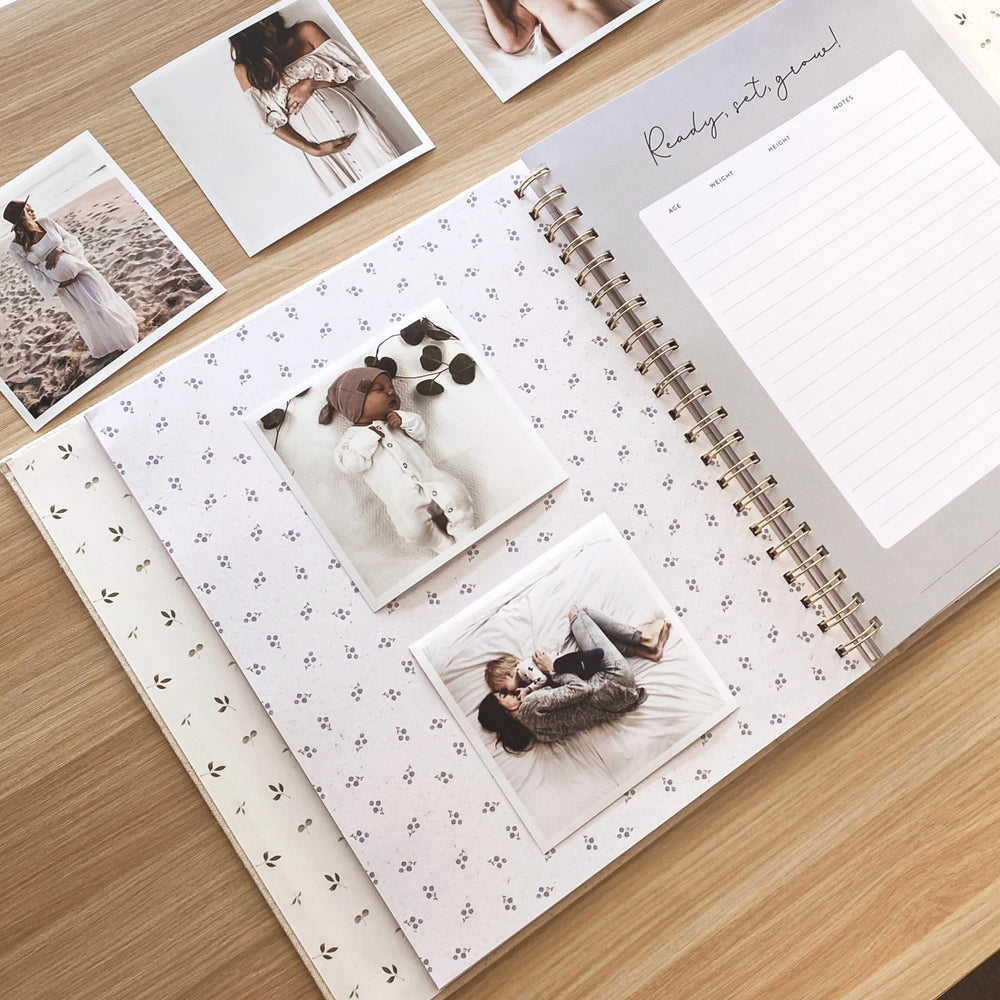 Peachly Baby Memory Book heavyweight 200gsm pages for durability.