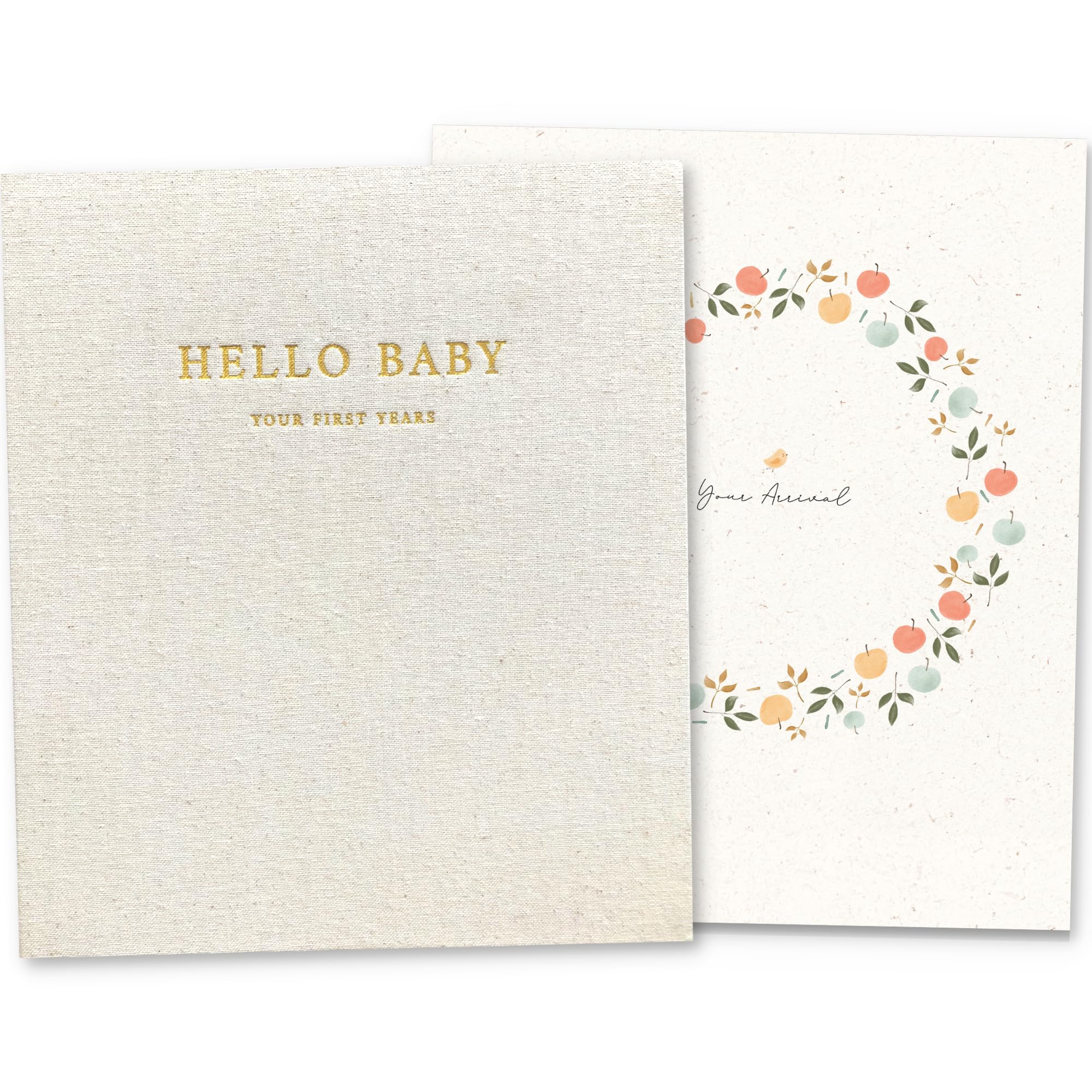 Peachly Baby Memory Book Clementine cover in natural linen for elegant keepsakes.