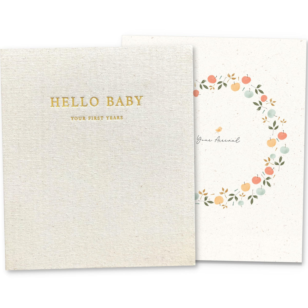 Peachly Baby Memory Book Clementine cover in natural linen for elegant keepsakes.