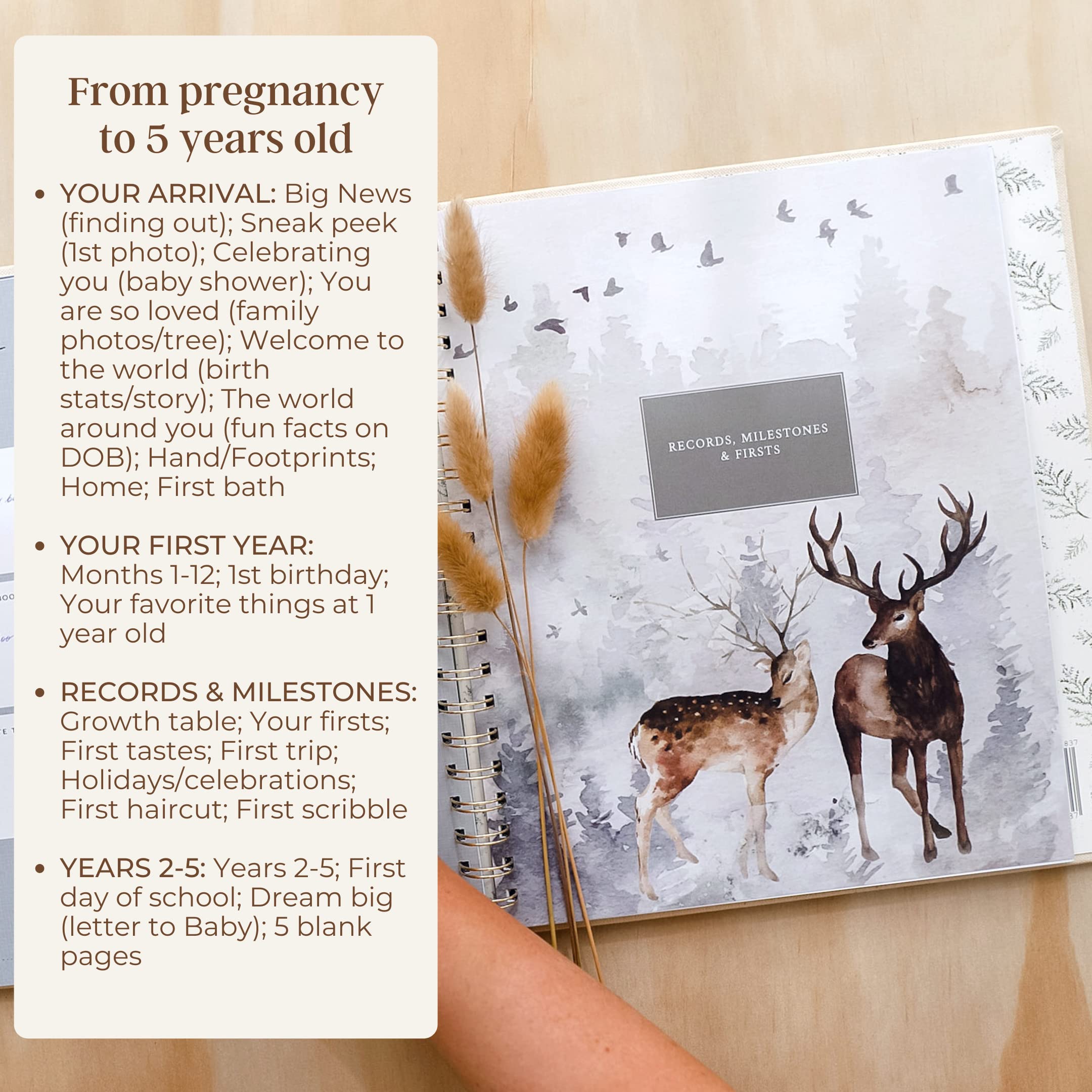 Peachly memory book in use showcases family moments captured across the first year.