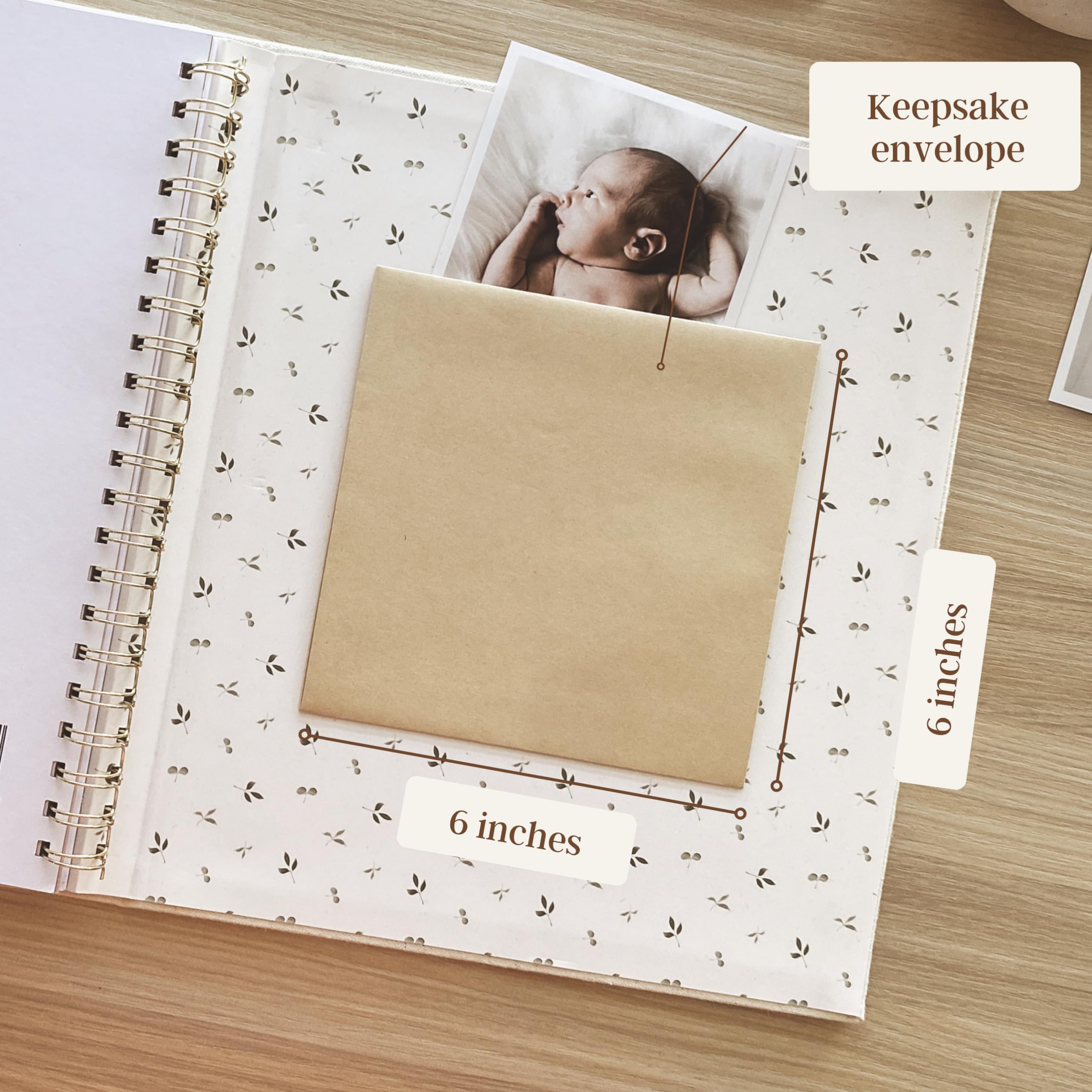 Peachly Baby Memory Book keepsake envelope for hospital bands and mementos.