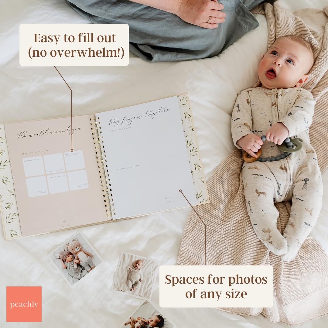 Peachly memory book milestones pages layout supports organized memory keeping