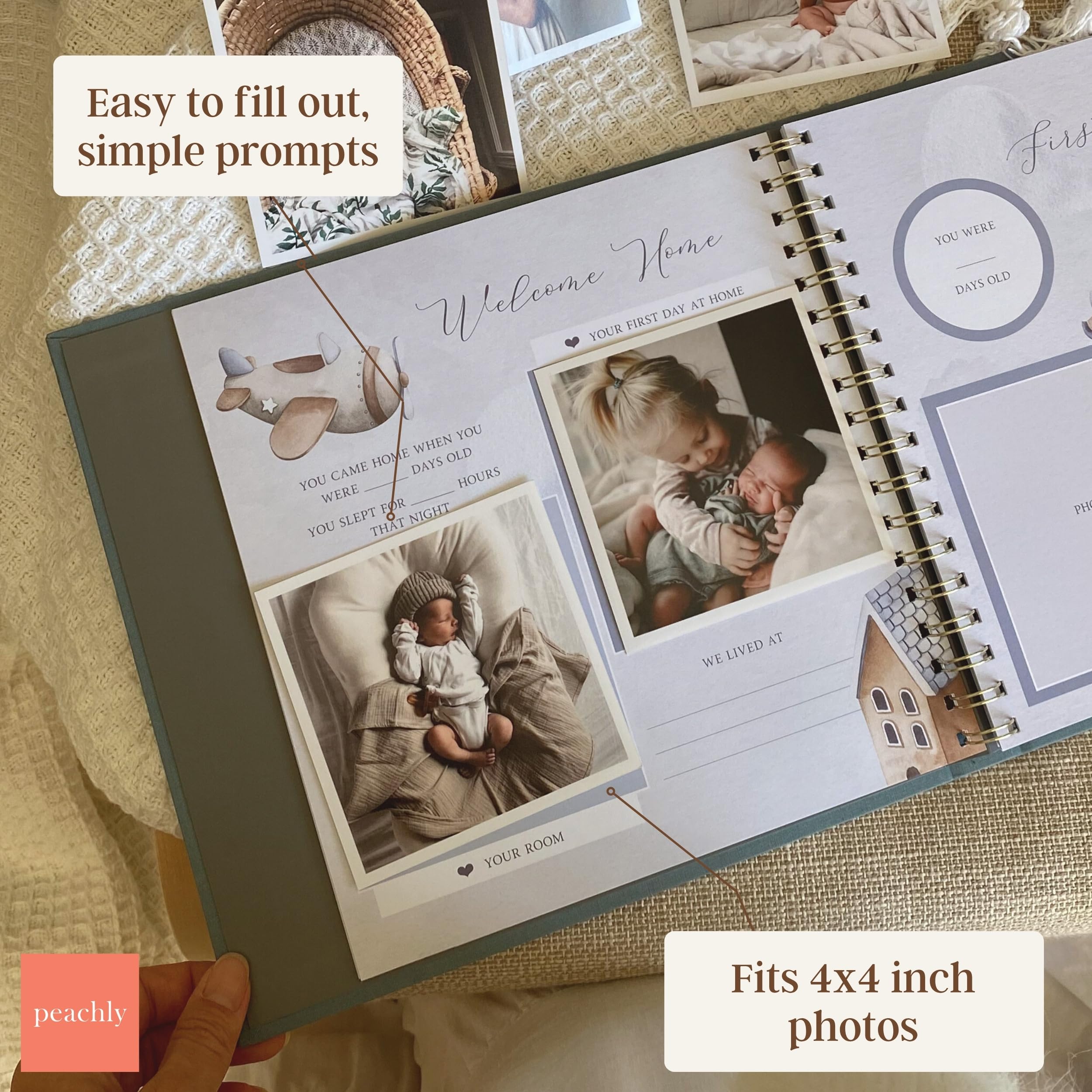 Peachly Finn inclusive prompts invite all families to share early moments.