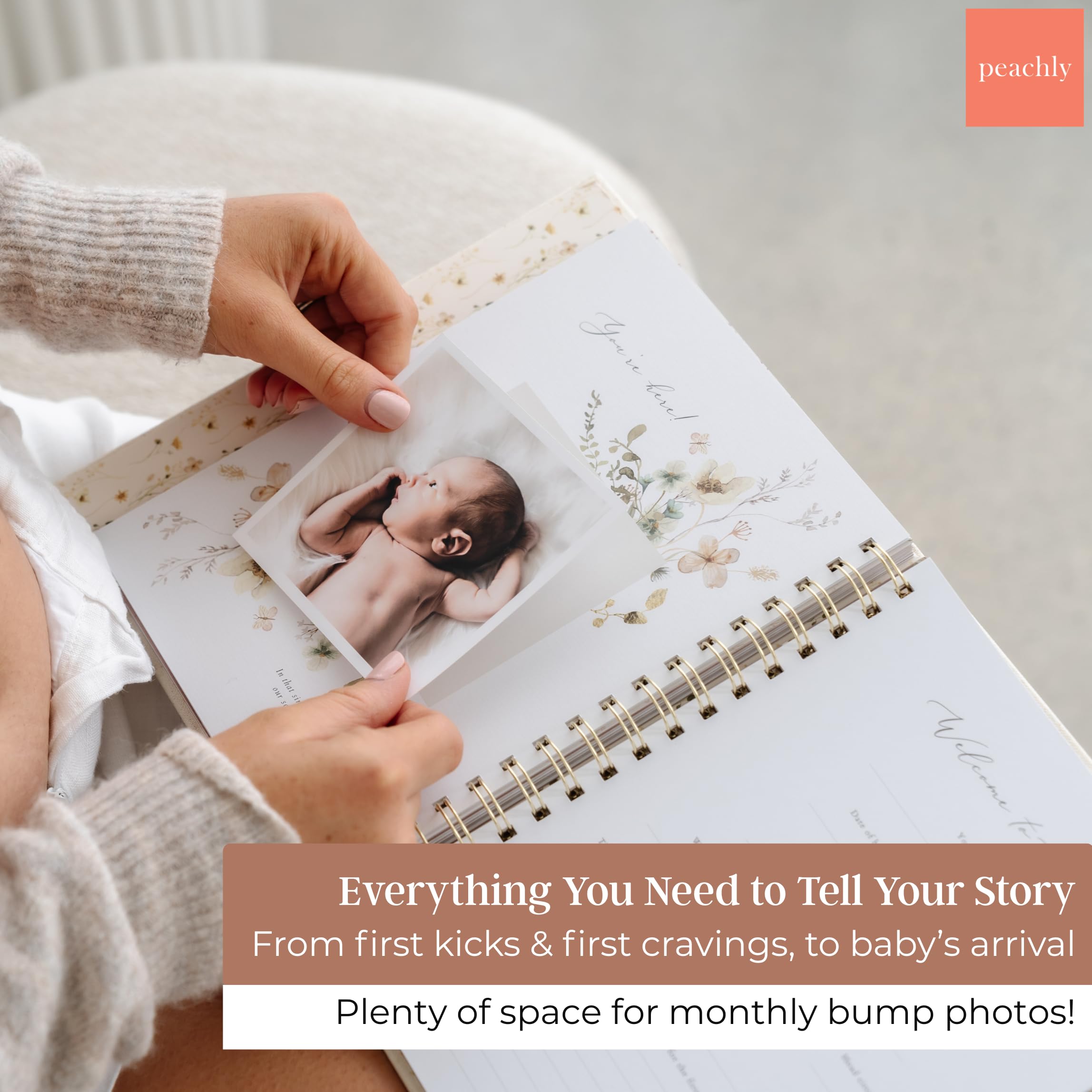 Peachly Pregnancy Journal bump photo spaces for visual milestones