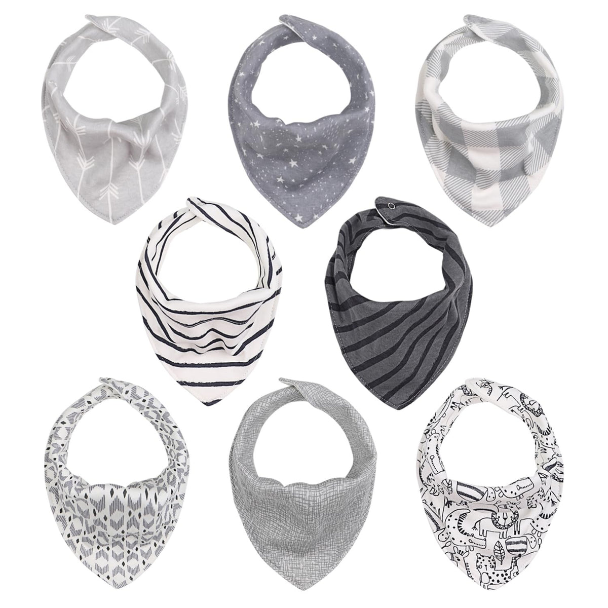 The Peanutshell 8-pack bib designs add style and practicality for messy mealtimes.