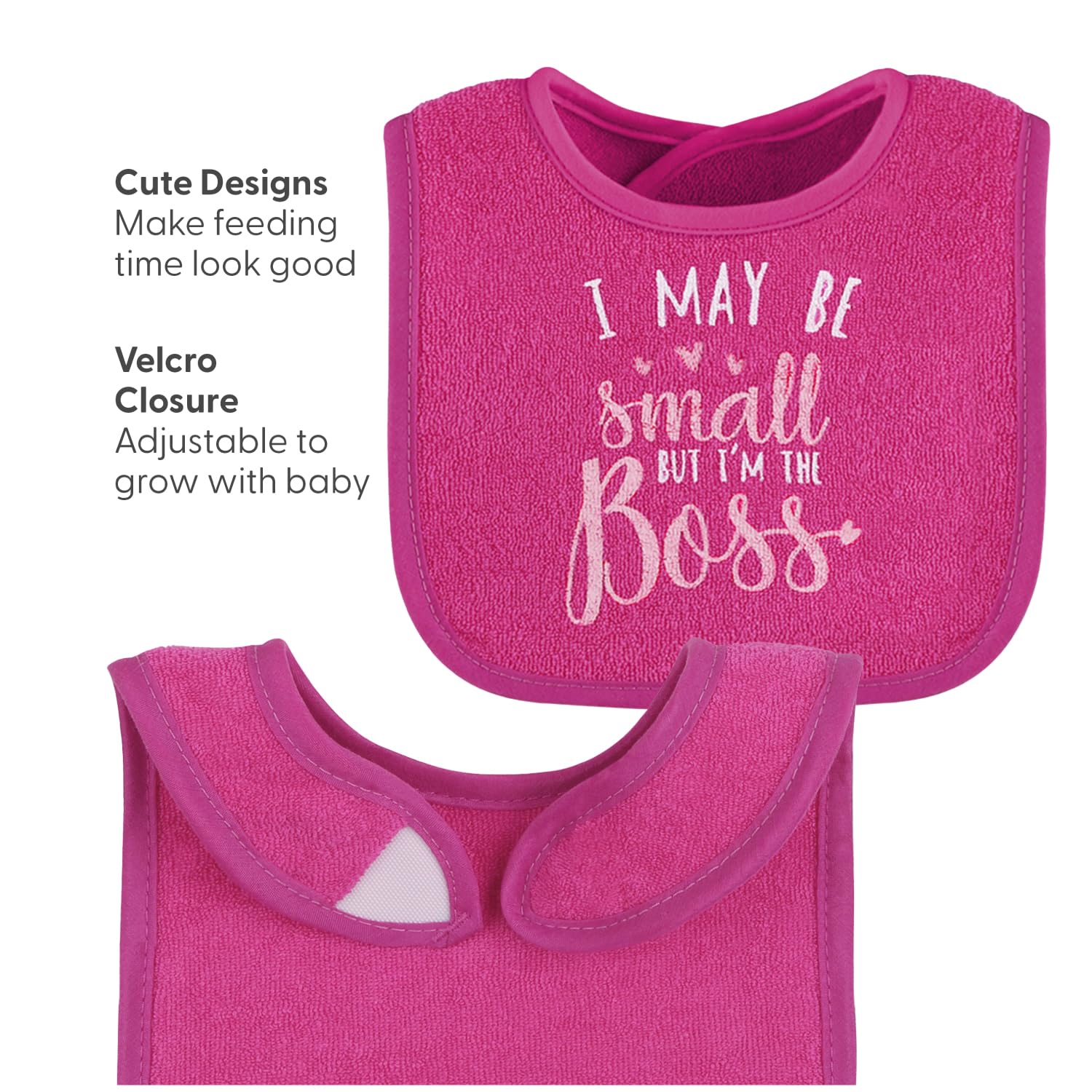 The Peanutshell baby girl soft terry fabric bibs feel gentle on skin