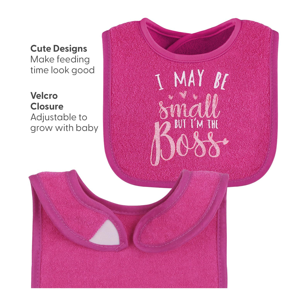 The Peanutshell baby girl soft terry fabric bibs feel gentle on skin