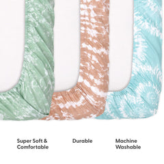 The Peanutshell boho tie-dye design on sheets adds calming color
