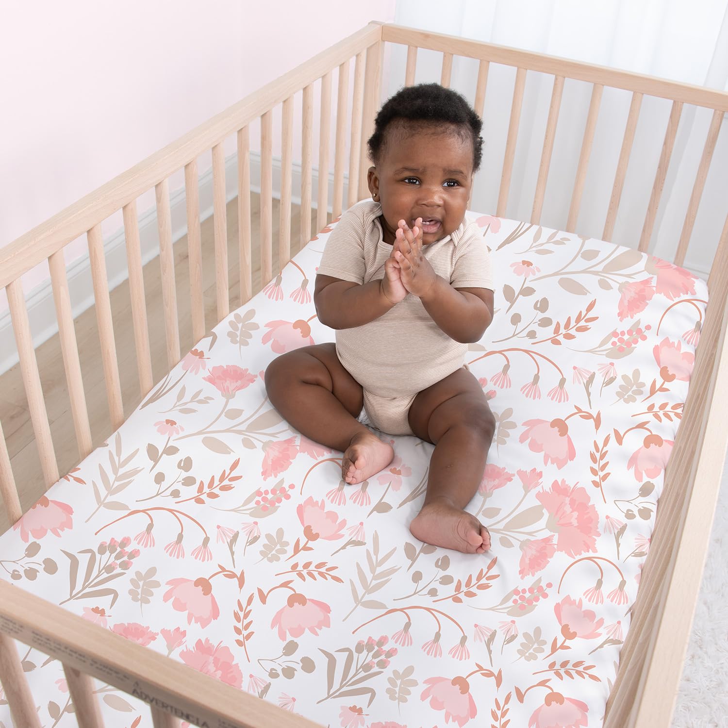 The Peanutshell breathable crib sheet promotes airflow for comfortable sleep.