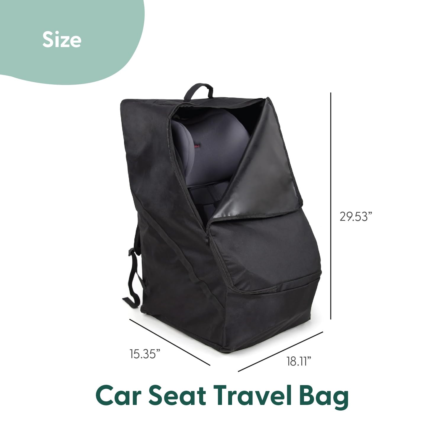 The Peanutshell carseat travel bag with backpack straps offers comfortable carry.