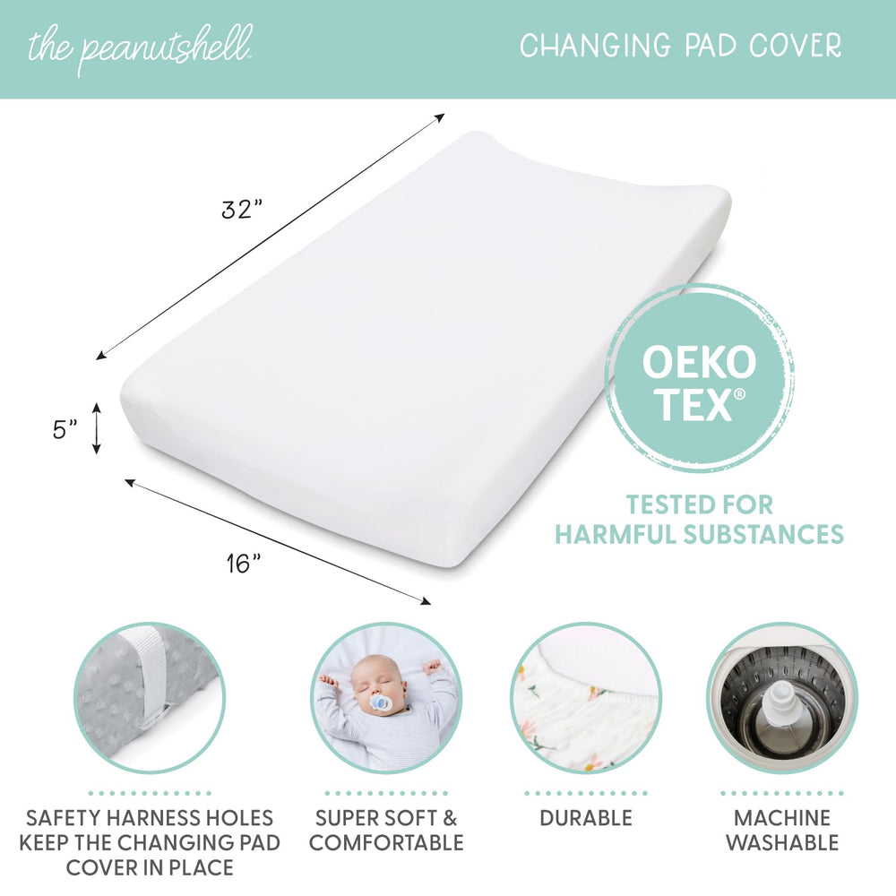 The Peanutshell changing pad cover is fade-resistant and machine washable for easy care.