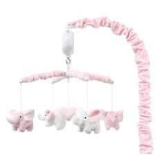 The Peanutshell crib mobile elephants frontal view showcases gentle motion for nap time