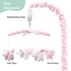 The Peanutshell crib mobile pink soft velour detail highlights cozy textures for baby cuddling