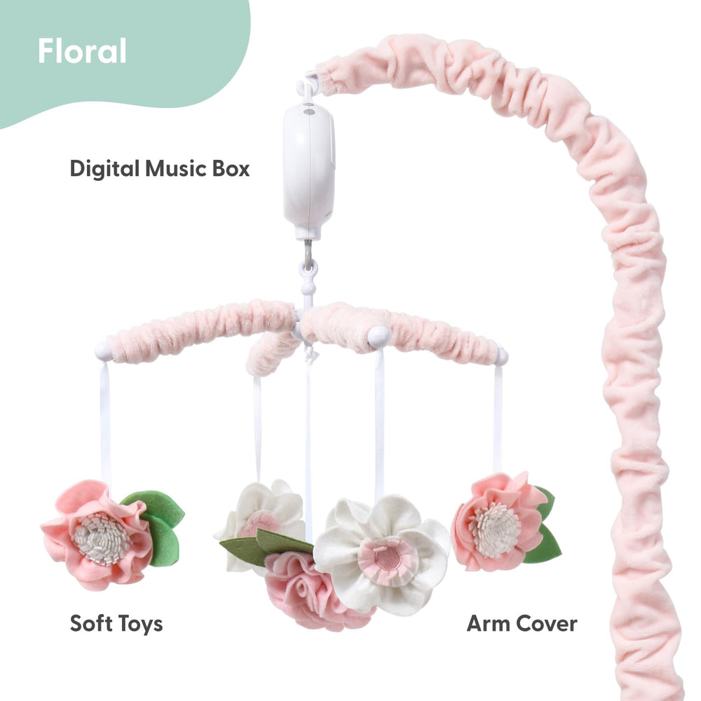The Peanutshell crib mobile rotating feature calms and entertains baby at nap time.
