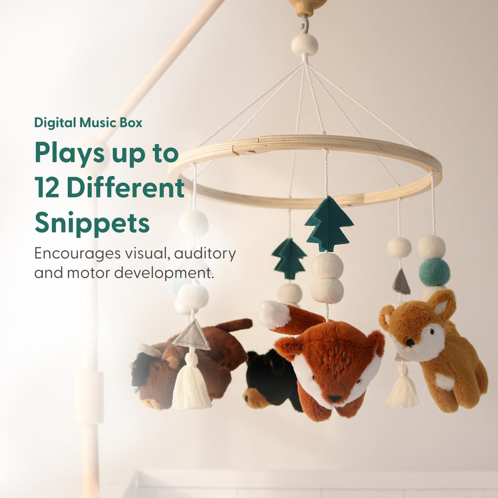 The Peanutshell Crib Mobile includes volume control for comfortable listening.