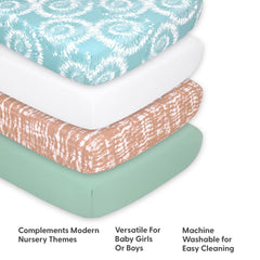The Peanutshell crib sheets 4-pack teal: breathable comfort and easy care.