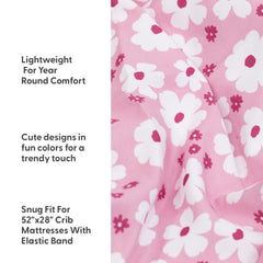 The Peanutshell daisy sheet fabric—soft, breathable weave for cozy baby sleep.