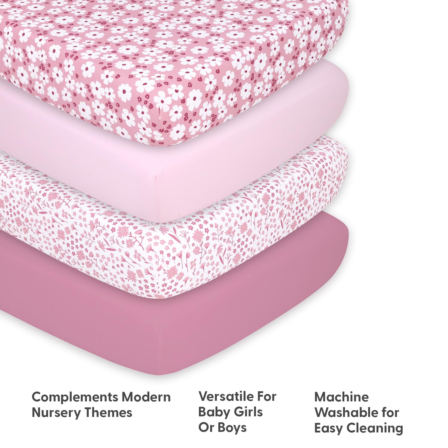 The Peanutshell fitted sheet with snug elastic keeps mattress secure.