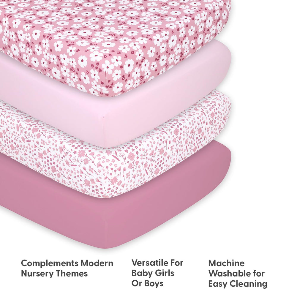 The Peanutshell fitted sheet with snug elastic keeps mattress secure.