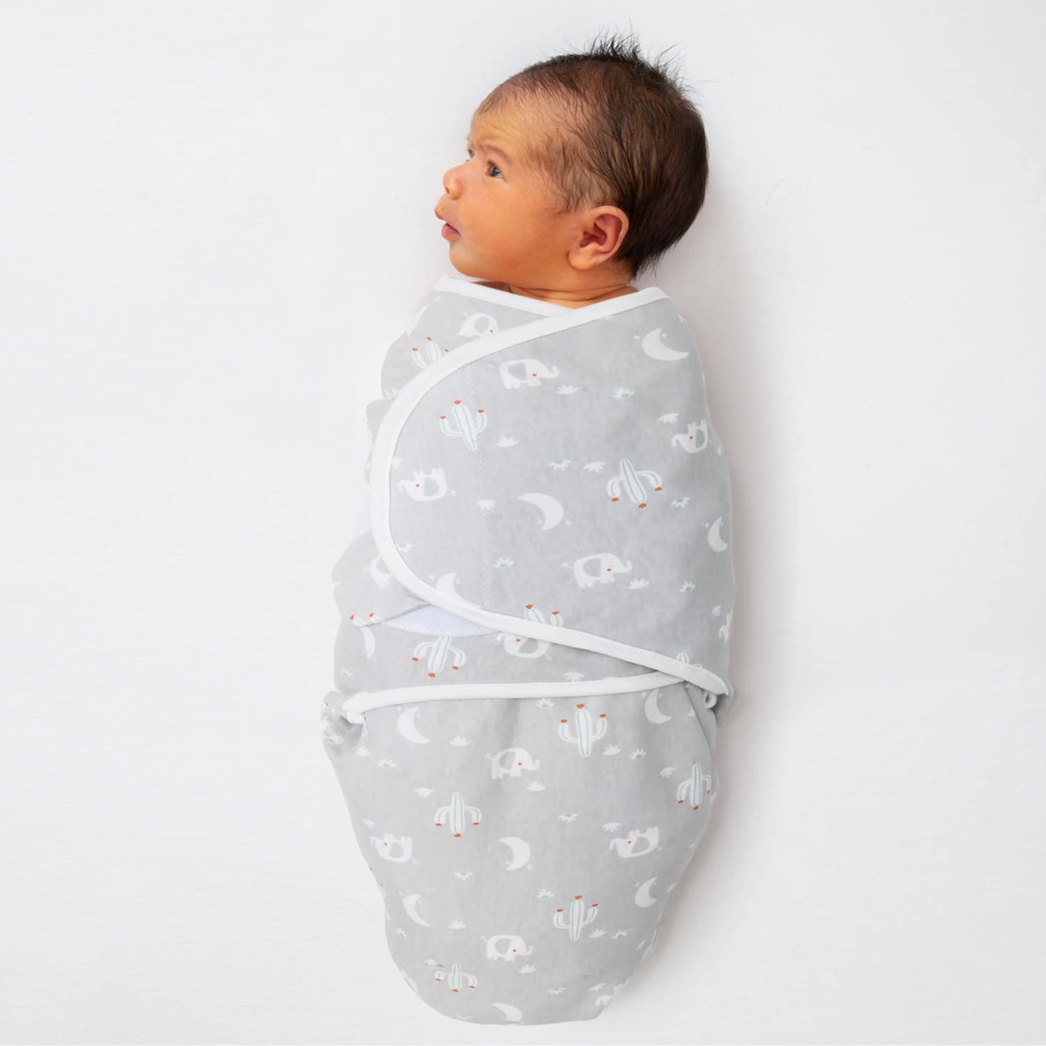 The Peanutshell Desert Safari swaddle with adjustable wings offers a secure, customizable fit.